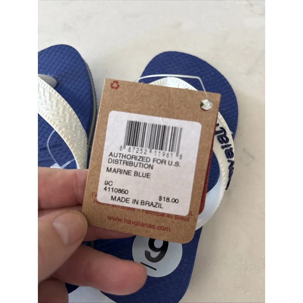 Havaianas Kids US 9c Lightweight Flip Flop Sandals, Brazil Logo Thong Footwear